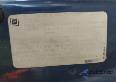 1993 Buick Regal Limited z USA, uszkodzony, nr VIN 2G4WD14TXP1418715